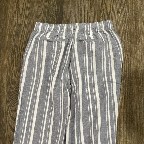 LOFT Womens High Rise Straight Leg Linen Blend Pants Pin Striped Loose Fit M - Picture 11 of 11